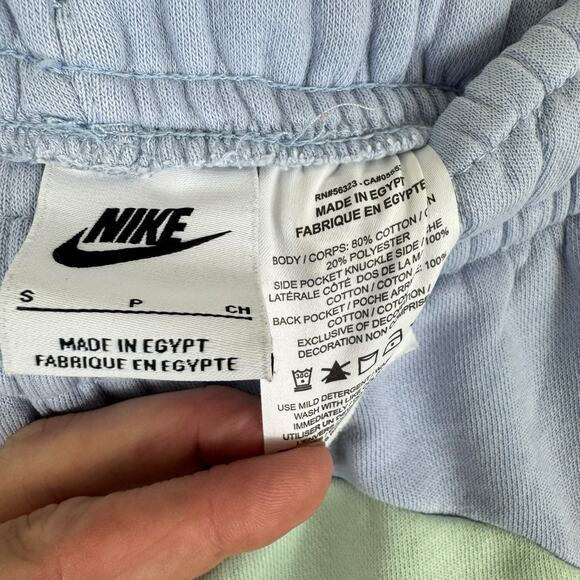 Nike Color Clash Colorblock Green Blue Fleece Retro Cotton Shorts Men's Size S - Picture 6 of 7